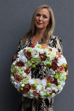 Zielone Jabłuszka, duży jesienny wianek na drzwi, śr.50cm 