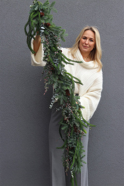 OD RĘKI Green Winter, zimowa girlanda dekoracyjna, dł.140cm