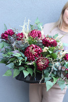 Chryzantemy Bordo 2, komplet dekoracji nagrobnych