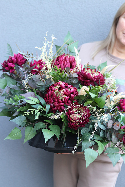 Chryzantemy Bordo 2, komplet dekoracji nagrobnych