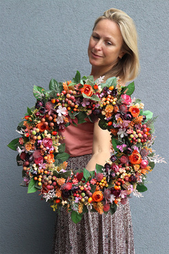 bogaty dekoracyjny wianek, Jesienna Melodia 2, śr.44cm  