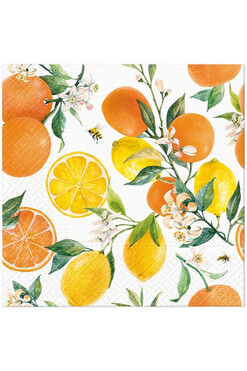 Cytrusy i Pszczoły, serwetki papierowe z nadrukiem, kpl.20szt