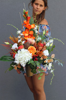Pomarańczowa Jesień, bukiet nagrobny, dł.67cm