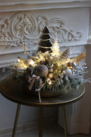 Frozen Forest, świąteczny stroik w srebrnej misie LED