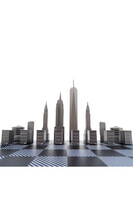 New York Sky Line ekskluzywne szachy ze stali nierdzewnej