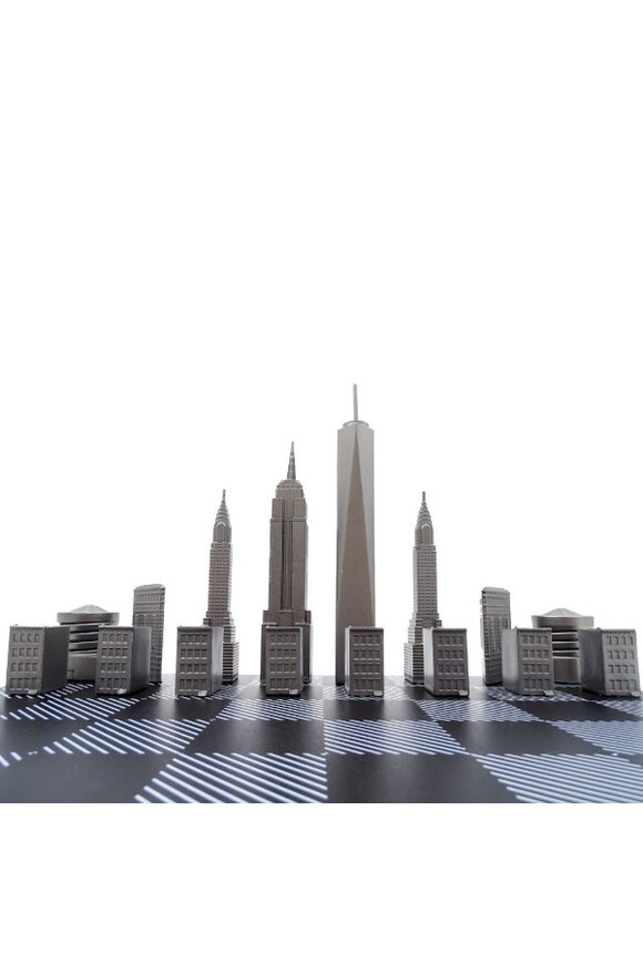 New York Sky Line ekskluzywne szachy ze stali nierdzewnej
