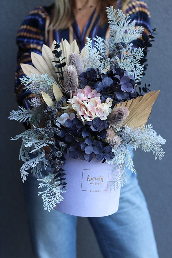 Dark Blue Modern, nowoczesny flowerbox z suszem