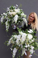 Malediwy White L, biały bukiet kwiatów, wys.84cm