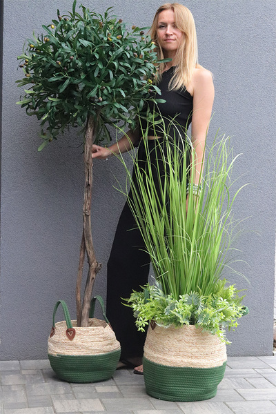 Belito Green Basket, sztuczna trawa w koszu z ziołami