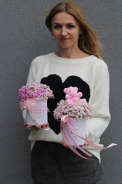 Gipsówka Ballerina, flowerbox kwiatowy welurowy