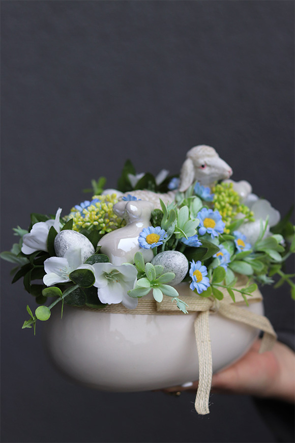 bajkowy stroik wielkanocny, Baranek 3