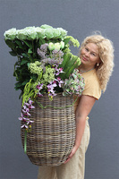 Green Rose Bahama, kompozycja z kwiatami w koszu