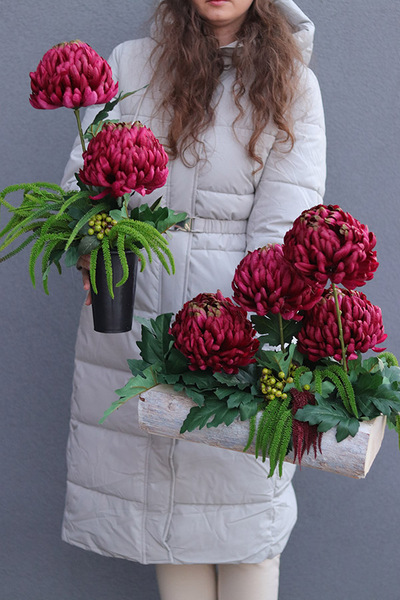 Chryzantema Modern, komplet dekoracji nagrobnych