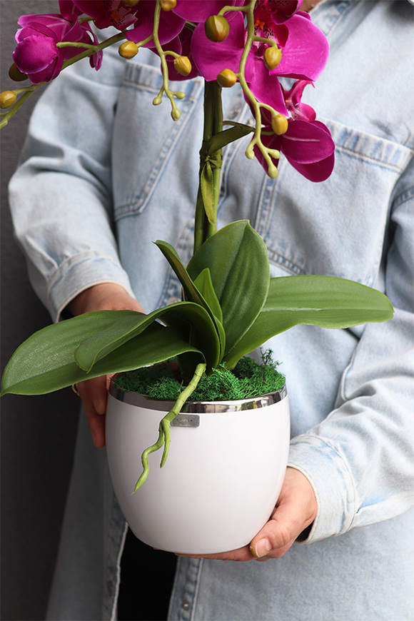 Fuksja Simple Glamour, sztuczny storczyk w donicy