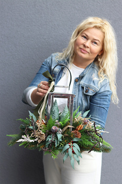 Angelo Garden Winter Forest, komplet dekoracji nagrobnych, bukiet + lampion