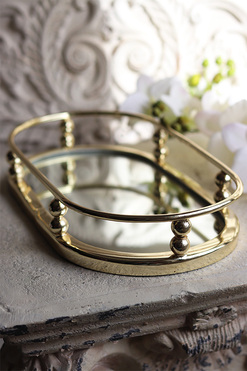 OD RĘKI owalna lustrzana taca, Lux Villa Gold Glamour, wym.5x30x16cm