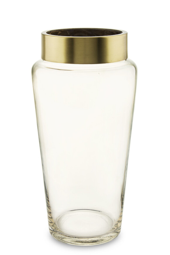 golden line szklany wazon ze złotym mankietem
