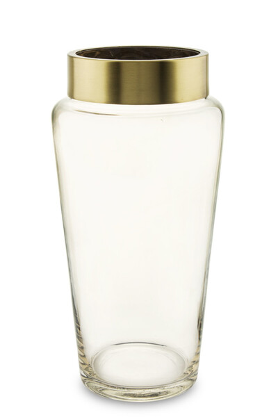 golden line szklany wazon ze złotym mankietem
