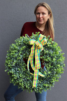 elegancki wysokiej jakości zielony wianek, Poczuj Wiosnę, śr.49cm