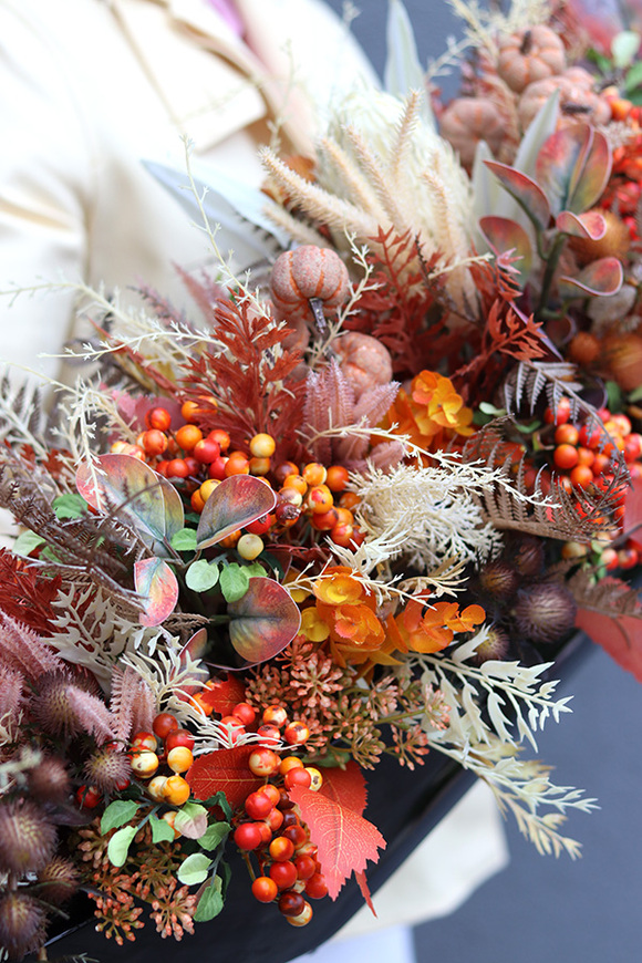 Premium Moko Autumn, jesienna kompozycja kwiatowa, wym.35x100cm