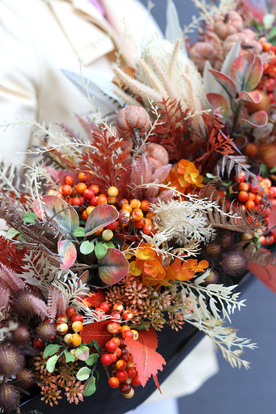 Premium Moko Autumn, jesienna kompozycja kwiatowa, wym.35x100cm