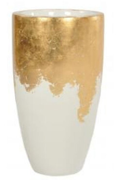 Gold&White, donica cygaro biało złota, wym.59x33x33cm