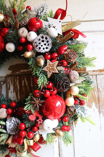 Świąteczny Kolor Big 2, bogaty wianek świąteczny LED