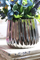 Bluelli, bukiet wielkanocny krokusów w srebrnej donicy, wym.30x21cm 