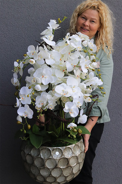 Bellista Silver, sztuczny storczyk w metalowej donicy, wys.96cm