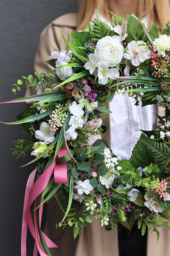 Murcia, biały wianek na drzwi, śr.43cm 