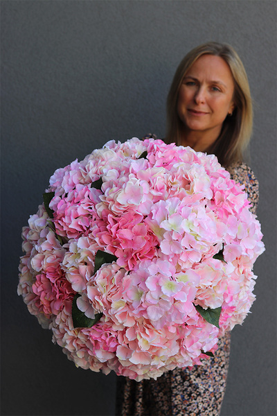 bogaty kosz z hortensjami Italiano Pink, wys.58cm  