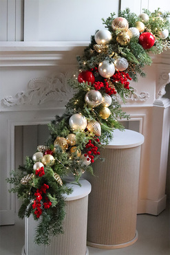 Red&Gold, świąteczna girlanda na kominek, dł.210cm