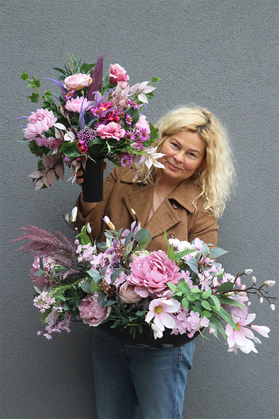 Pink Flowers, komplet dekoracji nagrobnych