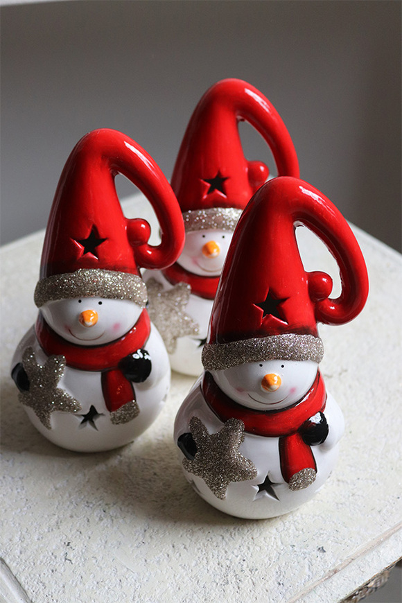 świąteczna ceramiczna figurka Bałwan Led 2