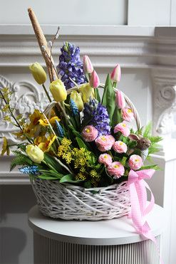 OD RĘKI Pastellina, wiosenny kosz pełen kwiatów, wys.50cm