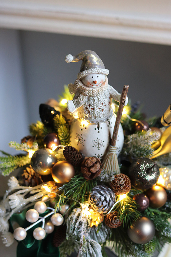 Snowman Pierrot, świąteczny stroik w bębenku LED