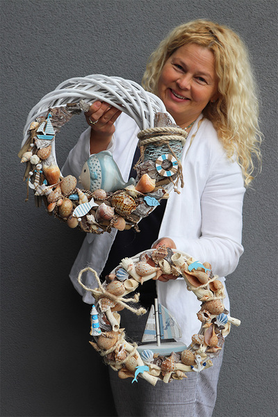 Rybki, marynistyczny wianek z ceramiczną rybą