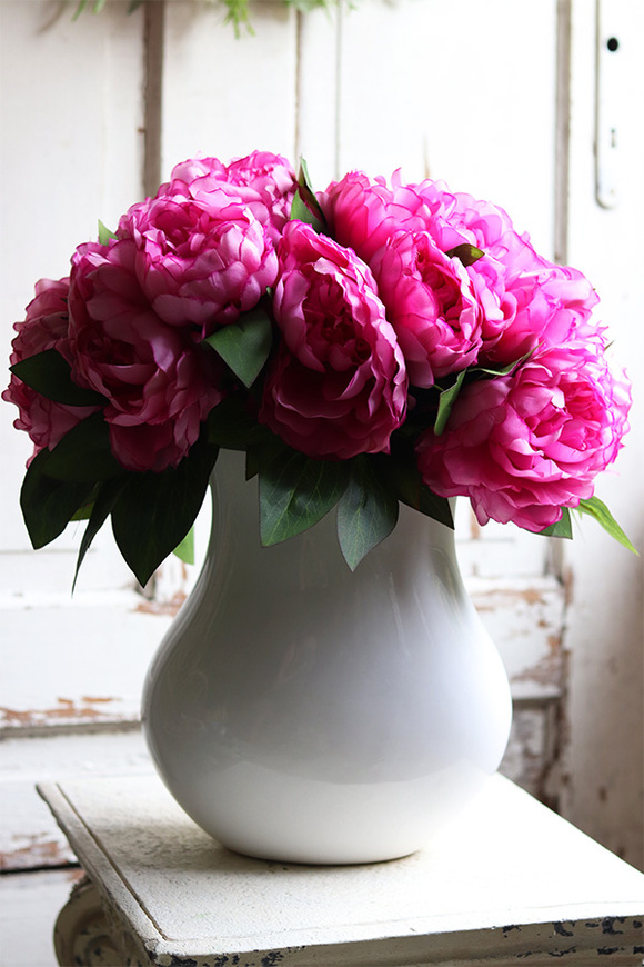 Aura Ciemny Róż, bukiet piwonii w wazonie, wys.45cm 