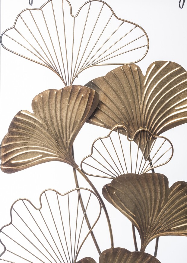 Ginko Glamour Frame, złoty decor ścienny z miłorzębem, wym.100x50x3cm 