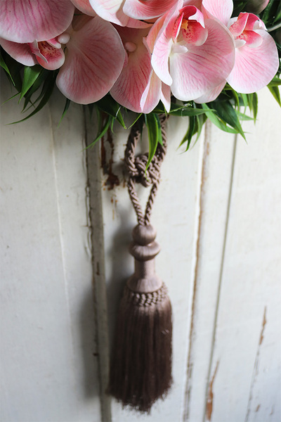 asymetryczny wianek z chwostem, Orchidelia Pinkobello, śr.42cm  