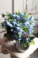 Bluelli, bukiet wielkanocny krokusów w srebrnej donicy, wym.30x21cm 