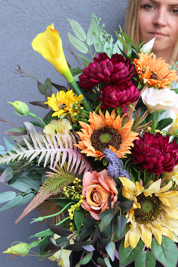 Miodowe Dni Premium, jesienny bukiet nagrobny we wkładzie