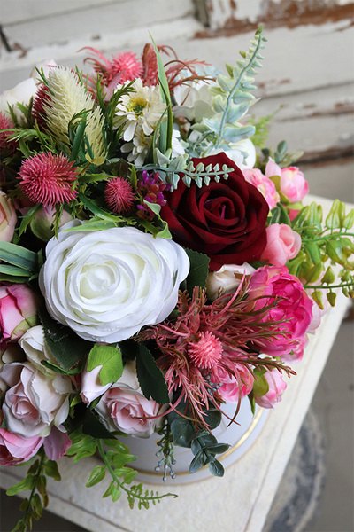 flowerbox z różowymi kwiatami, Wendy, wys.41cm 