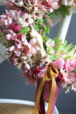 Zajączek, wielkanocny wianek dekoracyjny, rozp.43cm 