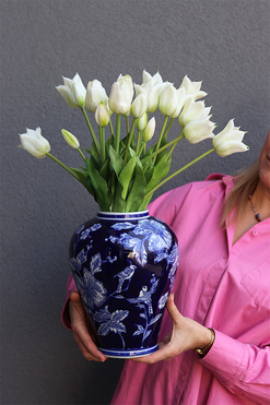 Premium Marzo Tenji, gumowy bukiet tulipanów w wazonie, wys.49cm