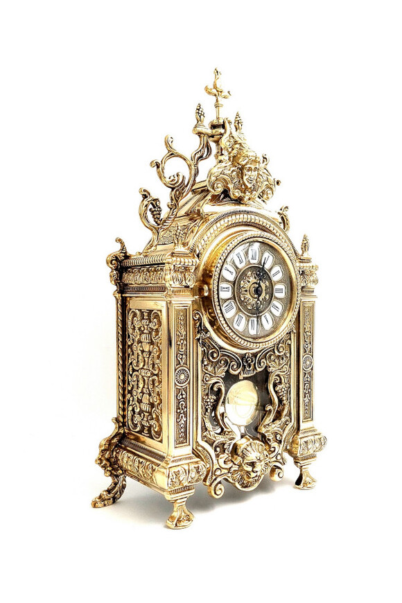 Impero, mosiężny zegar gabinetowy