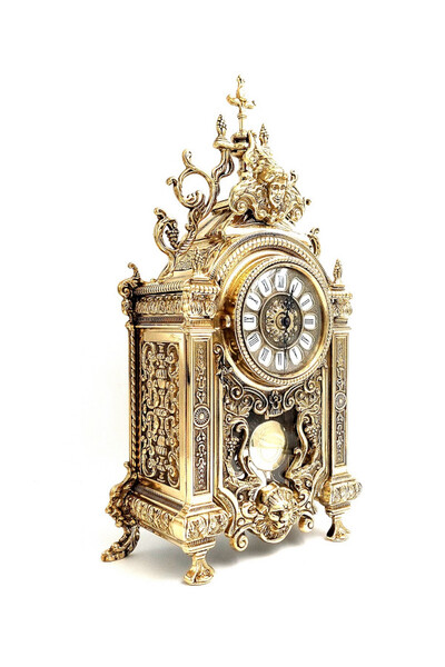 Impero, mosiężny zegar gabinetowy