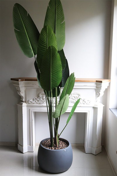 Bananowiec Concrete Bowl, sztuczna roślina w donicy