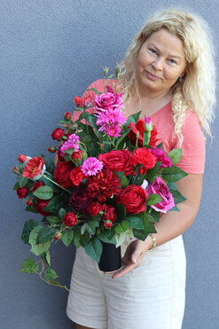 Red Pink Dekorea, bukiet nagrobny we wkładzie, dł.50cm