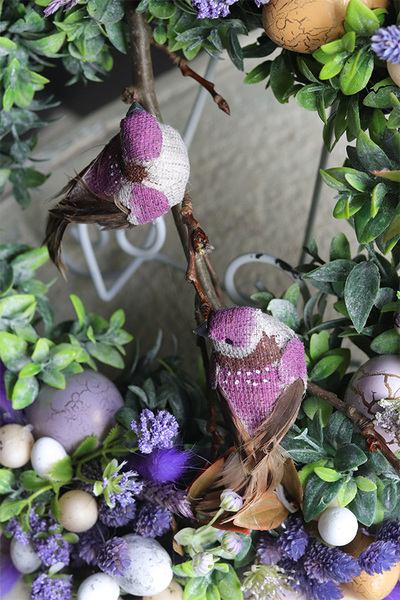 Ptaki Wiosną, kolorowy wianek dekoracyjny